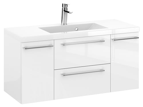 Furni Rosen 100 cm Hängend Waschbecken mit Unterschrank und Glänzenden Chromgriffen Waschbeckenunterschrank Badezimmer Waschtisch mit Unterschrank Waschtischunterschrank Furni Rosen 100 cm Hängend Waschbecken mit Unterschrank und Glänzenden Chromgriffen Waschbeckenunterschrank Badezimmer Waschtisch mit Unterschrank Waschtischunterschrank von Furni