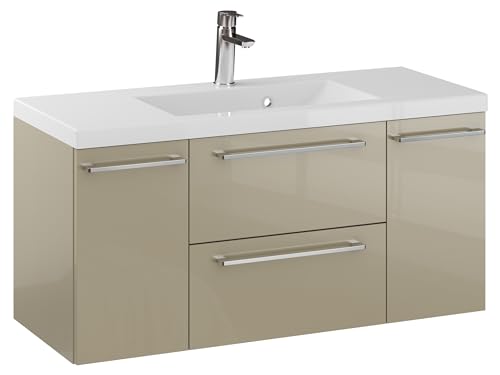 Furni Rosen 100 cm Hängend Waschbecken mit Unterschrank und Stilvollen und Chromgriffen Waschbeckenunterschrank Badezimmer Waschtisch mit Unterschrank Waschtischunterschrank Furni Rosen 100 cm Hängend Waschbecken mit Unterschrank und Stilvollen und Chromgriffen Waschbeckenunterschrank Badezimmer Waschtisch mit Unterschrank Waschtischunterschrank von Furni