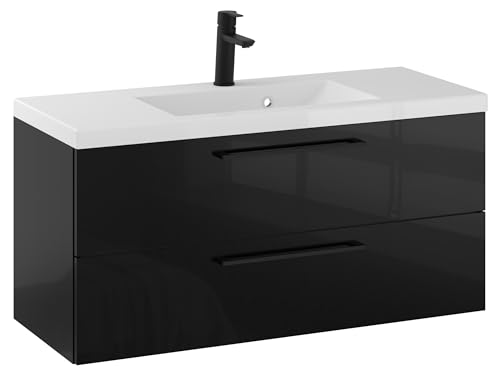 Furni Rosen 100 cm Hängend Waschbecken mit Unterschrank und Stilvollen und Schwarzen Griffen Waschbeckenunterschrank Badezimmer Waschtisch mit Unterschrank Waschtischunterschrank Furni Rosen 100 cm Hängend Waschbecken mit Unterschrank und Stilvollen und Schwarzen Griffen Waschbeckenunterschrank Badezimmer Waschtisch mit Unterschrank Waschtischunterschrank von Furni