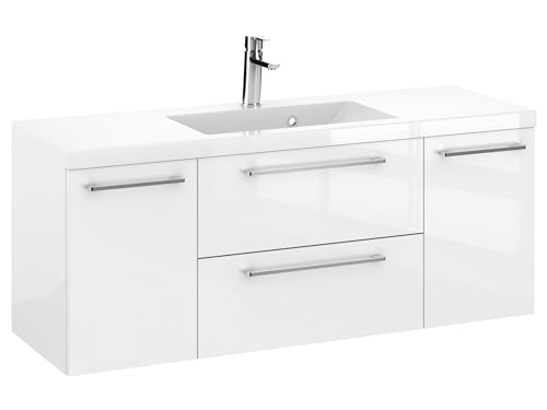 Furni Rosen 120 cm Hängend Waschbecken mit Unterschrank und Glänzenden Chromgriffen Waschbeckenunterschrank Badezimmer Waschtisch mit Unterschrank Waschtischunterschrank Furni Rosen 120 cm Hängend Waschbecken mit Unterschrank und Glänzenden Chromgriffen Waschbeckenunterschrank Badezimmer Waschtisch mit Unterschrank Waschtischunterschrank von Furni