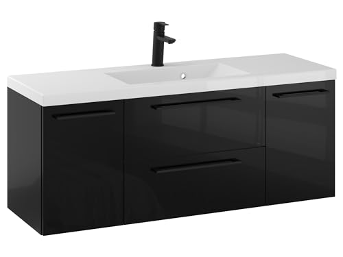 Furni Rosen 120 cm Hängend Waschbecken mit Unterschrank und Stilvollen und Schwarzen Griffen Waschbeckenunterschrank Badezimmer Waschtisch mit Unterschrank Waschtischunterschrank Furni Rosen 120 cm Hängend Waschbecken mit Unterschrank und Stilvollen und Schwarzen Griffen Waschbeckenunterschrank Badezimmer Waschtisch mit Unterschrank Waschtischunterschrank von Furni