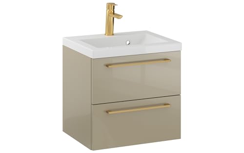 Furni Rosen 50 cm Hängend Waschbecken mit Unterschrank und Gebürsteten Goldenen Griffen Waschbeckenunterschrank Badezimmer Waschtisch mit Unterschrank Waschtischunterschrank Furni Rosen 50 cm Hängend Waschbecken mit Unterschrank und Gebürsteten Goldenen Griffen Waschbeckenunterschrank Badezimmer Waschtisch mit Unterschrank Waschtischunterschrank von Furni