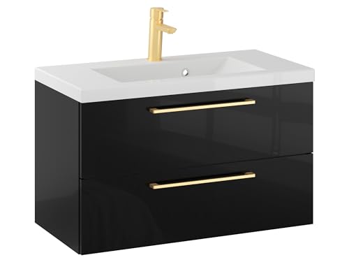 Furni Rosen 80 cm Hängend Waschbecken mit Unterschrank und Stilvollen und Goldenen Griffen Waschbeckenunterschrank Badezimmer Waschtisch mit Unterschrank Waschtischunterschrank Furni Rosen 80 cm Hängend Waschbecken mit Unterschrank und Stilvollen und Goldenen Griffen Waschbeckenunterschrank Badezimmer Waschtisch mit Unterschrank Waschtischunterschrank von Furni