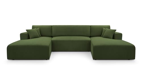 FurniShop24 Ecksofa mit Schlaffunktion und Bettkasten - Eckcouch U-Form Klappsofa - Schlafcouch zum Wohnzimmer, Minimalistisches Design Eckcouch Como U Dunkelgrün, Schlafsofa FurniShop24 Ecksofa mit Schlaffunktion und Bettkasten - Eckcouch U-Form Klappsofa - Schlafcouch zum Wohnzimmer, Minimalistisches Design Eckcouch Como U Dunkelgrün, Schlafsofa von FurniShop24