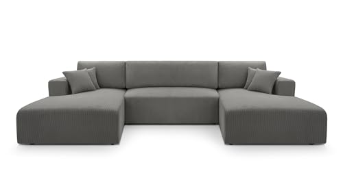 FurniShop24 Ecksofa mit Schlaffunktion und Bettkasten - Eckcouch U-Form Klappsofa - Schlafcouch zum Wohnzimmer, Minimalistisches Design Eckcouch Como U Grau, Schlafsofa FurniShop24 Ecksofa mit Schlaffunktion und Bettkasten - Eckcouch U-Form Klappsofa - Schlafcouch zum Wohnzimmer, Minimalistisches Design Eckcouch Como U Grau, Schlafsofa von FurniShop24
