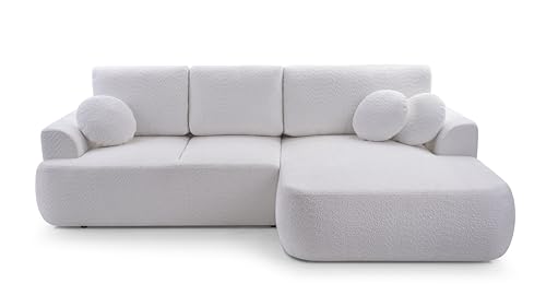 FurniShop24 Ecksofa mit Schlaffunktion und praktischem Bettkasten - Gepolstertes Schlafsofa 260x168 cm mit Weichen Kissen, Eckcouch Velo Weiß FurniShop24 Ecksofa mit Schlaffunktion und praktischem Bettkasten - Gepolstertes Schlafsofa 260x168 cm mit Weichen Kissen, Eckcouch Velo Weiß von FurniShop24