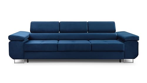 FurniShop24 Sofa mit Schlaffunktion und verstellbare Kopfstützen - Funktionelle Couch 274x98 cm mit Modernem Design, Schlafsofa Nolan Kronos Dunkelblau FurniShop24 Sofa mit Schlaffunktion und verstellbare Kopfstützen - Funktionelle Couch 274x98 cm mit Modernem Design, Schlafsofa Nolan Kronos Dunkelblau von FurniShop24