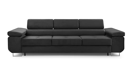 FurniShop24 Sofa mit Schlaffunktion und verstellbare Kopfstützen - Funktionelle Couch 274x98 cm mit Modernem Design, Schlafsofa Nolan Kronos Dunkelgrau von FurniShop24