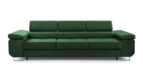 FurniShop24 Sofa mit Schlaffunktion und verstellbare Kopfstützen - Funktionelle Couch 274x98 cm mit Modernem Design, Schlafsofa Nolan Kronos Dunkelgrün FurniShop24 Sofa mit Schlaffunktion und verstellbare Kopfstützen - Funktionelle Couch 274x98 cm mit Modernem Design, Schlafsofa Nolan Kronos Dunkelgrün von FurniShop24