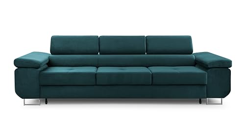 FurniShop24 Sofa mit Schlaffunktion und verstellbare Kopfstützen - Funktionelle Couch 274x98 cm mit Modernem Design, Schlafsofa Nolan Kronos Türkis FurniShop24 Sofa mit Schlaffunktion und verstellbare Kopfstützen - Funktionelle Couch 274x98 cm mit Modernem Design, Schlafsofa Nolan Kronos Türkis von FurniShop24