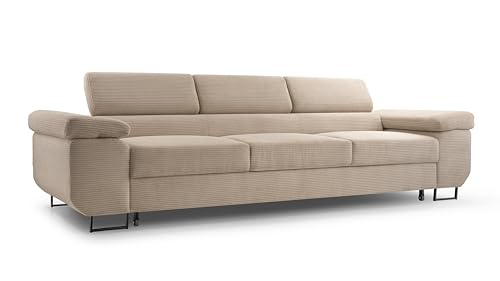 FurniShop24 Sofa mit Schlaffunktion und verstellbare Kopfstützen - Funktionelle Couch 274x98 cm mit Modernem Design, Schlafsofa Nolan Poso Cappuccino FurniShop24 Sofa mit Schlaffunktion und verstellbare Kopfstützen - Funktionelle Couch 274x98 cm mit Modernem Design, Schlafsofa Nolan Poso Cappuccino von FurniShop24