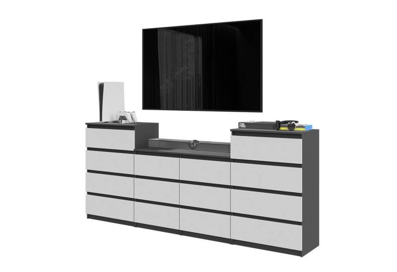 Furnica Kommode GABRIEL 4+6+4 Schubladen-Anthrazit Grau H92cm B220cm T33cm Furnica Kommode GABRIEL 4+6+4 Schubladen-Anthrazit Grau H92cm B220cm T33cm von Furnica
