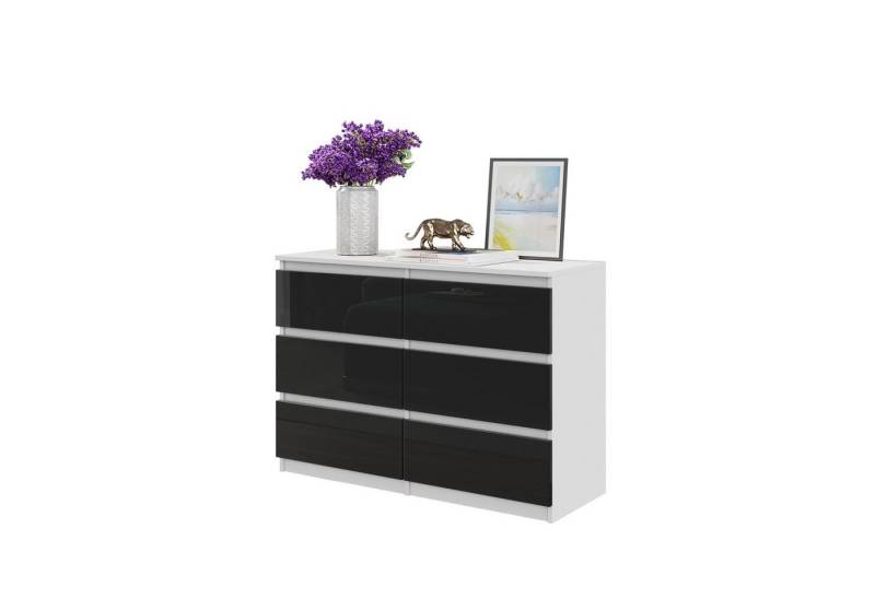 Furnica Kommode GABRIEL 6 Schubladen - Weiß Matt H70cm B100cm T33cm von Furnica