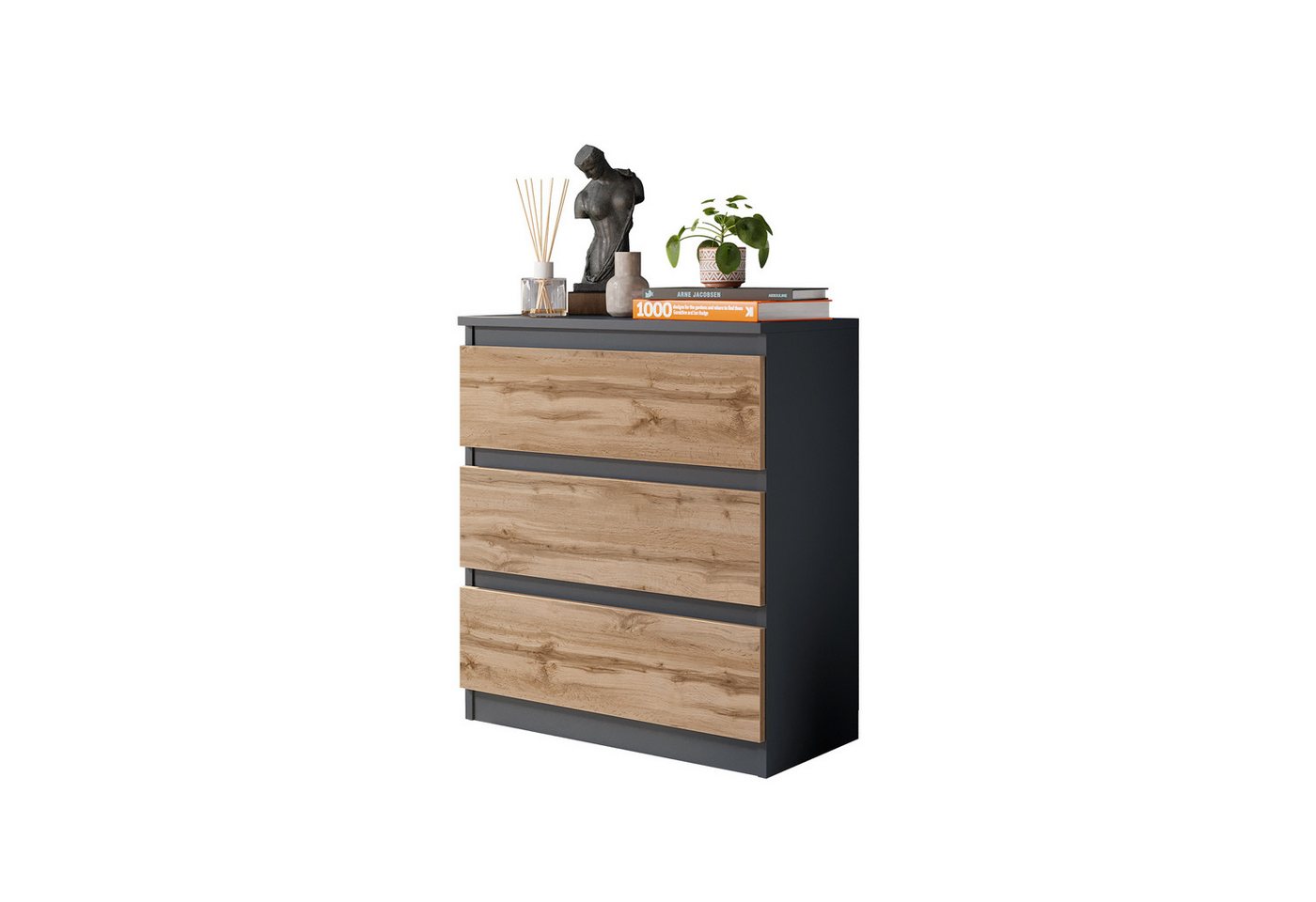 Furnica Kommode GABRIEL mit 3 Schubladen H72cm B60cm T33cm von Furnica