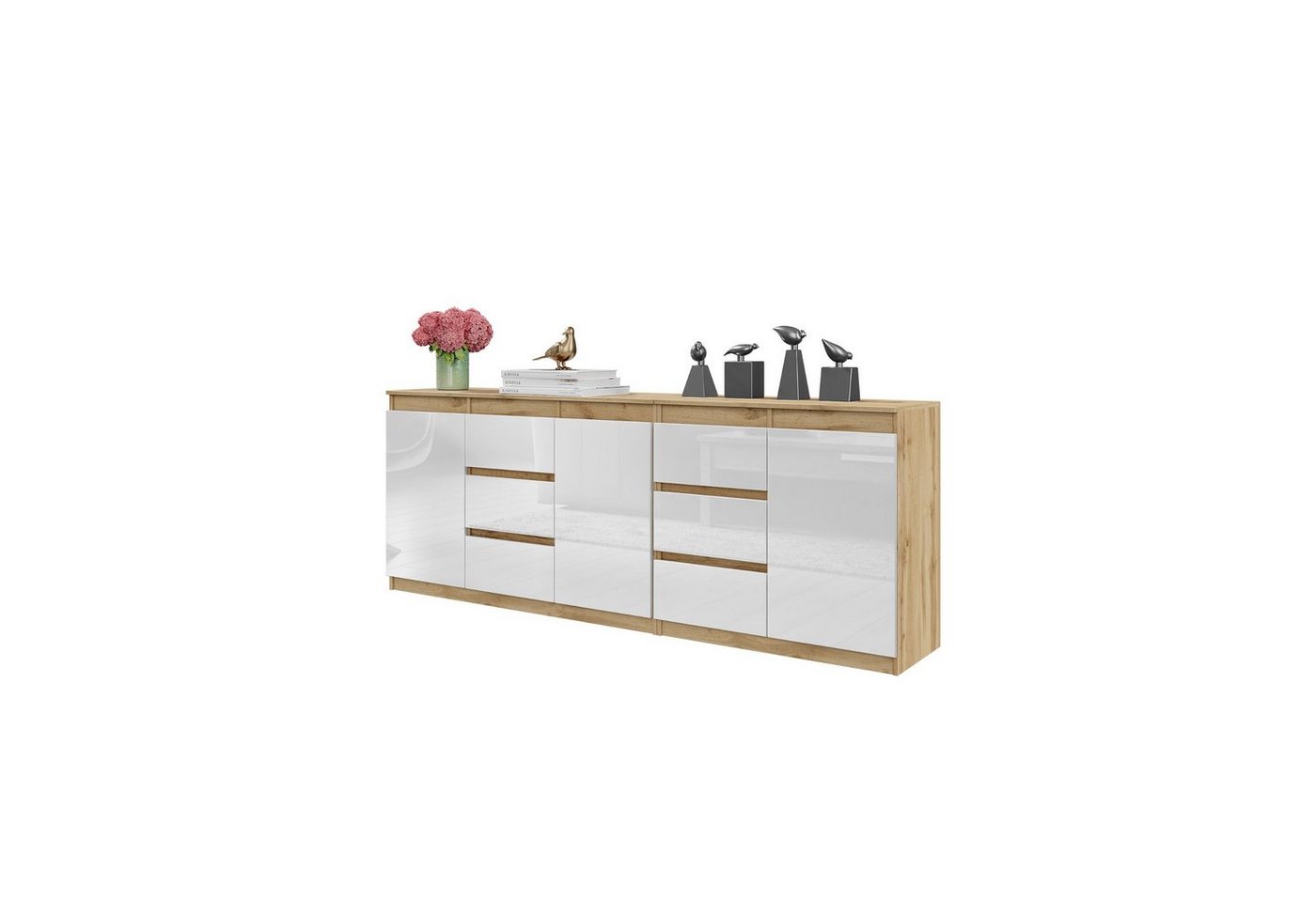 Furnica Kommode MIKEL, 6 Schubladen und 3 Türen - Votan Eiche H75cm B200cm T35cm Furnica Kommode MIKEL, 6 Schubladen und 3 Türen - Votan Eiche H75cm B200cm T35cm von Furnica