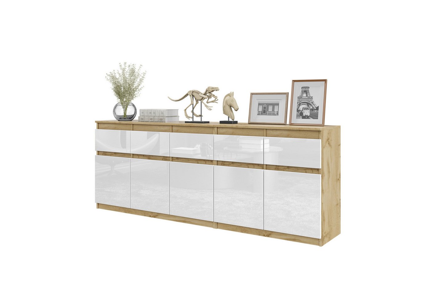 Furnica Kommode NOAH, 5 Schubladen und 5 Türen - Votan Eiche H75cm B200cm T35cm Furnica Kommode NOAH, 5 Schubladen und 5 Türen - Votan Eiche H75cm B200cm T35cm von Furnica