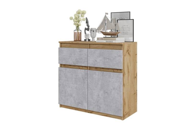 Furnica Kommode NOAH 2 Schubladen und 2 Türen - Votan Eiche H75cm B80cm T35cm (1 St) von Furnica