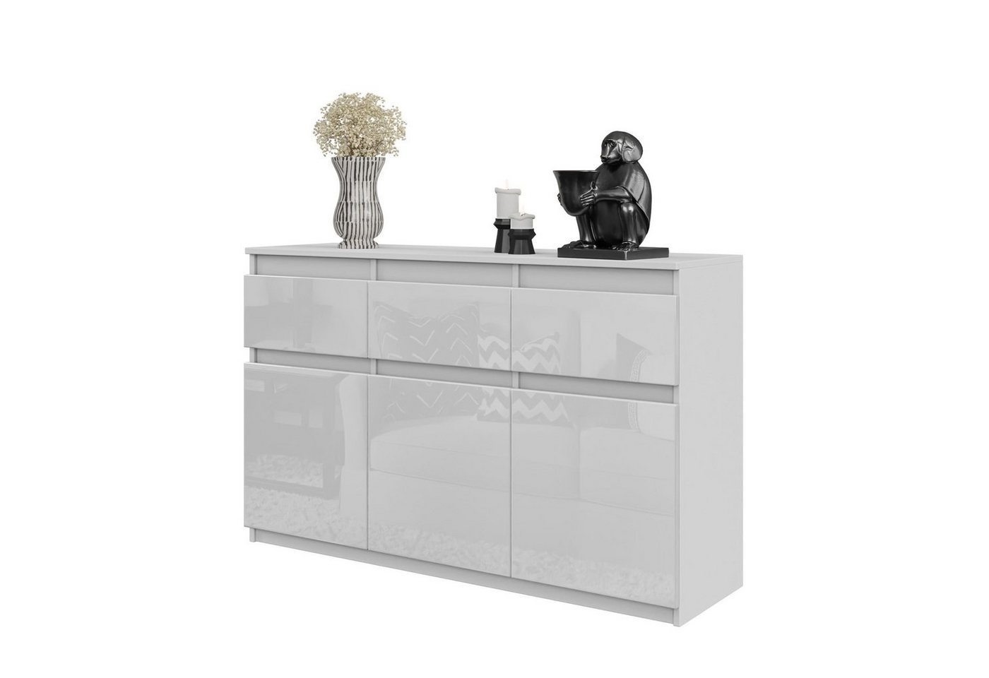 Furnica Kommode NOAH 3 Schubladen und 3 Türen - Weiß Matt H75cm B120cm T35cm Furnica Kommode NOAH 3 Schubladen und 3 Türen - Weiß Matt H75cm B120cm T35cm von Furnica