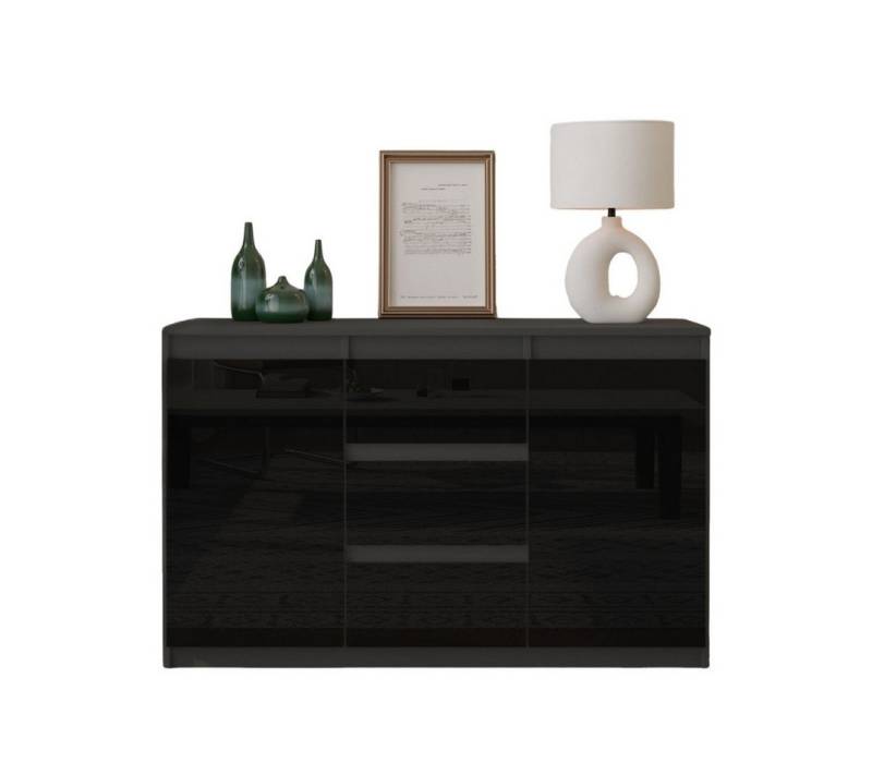 Furnica Kommode Sideboard 3 Schubladen und 2 Türen - Anthrazit Grau H75cm B120cm T35cm von Furnica