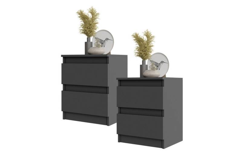 Furnica Nachttisch 2er-Set - BIG G - Nachtschrank mit 2 Schubladen H50cm B41cm T33cm (2er-Set) von Furnica