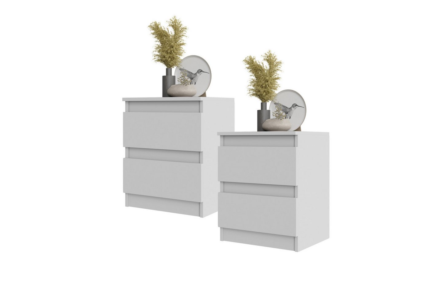 Furnica Nachttisch 2er-Set - BIG G - Nachtschrank mit 2 Schubladen H50cm B41cm T33cm (2er-Set) von Furnica