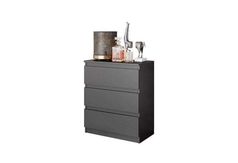 Furnica Nachttisch GABRIEL - Nachttisch mit 3 Schubladen - Wotan Eiche - H72cm von Furnica