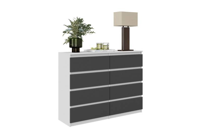 Furnica Schubkastenkommode grifflose Schubladenkommode Weiß Matt H92cm B120cm T33cm von Furnica