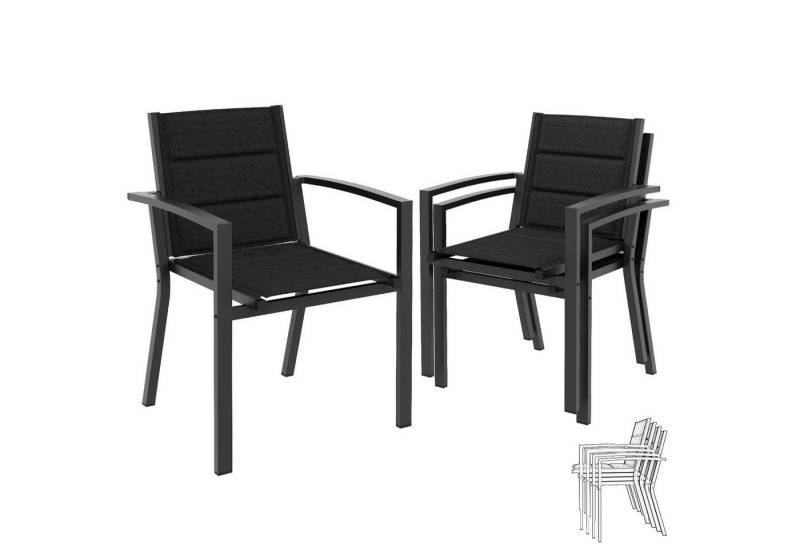 Furnicopia Gartenstuhl, Aluminium Stapelstühle 160 kg Tragkraft, Esszimmerstuhl 2er-Set (4 St), Aluminiumgestell, Tecslin-Gewebe und schnell trocknende Polsterwatte von Furnicopia