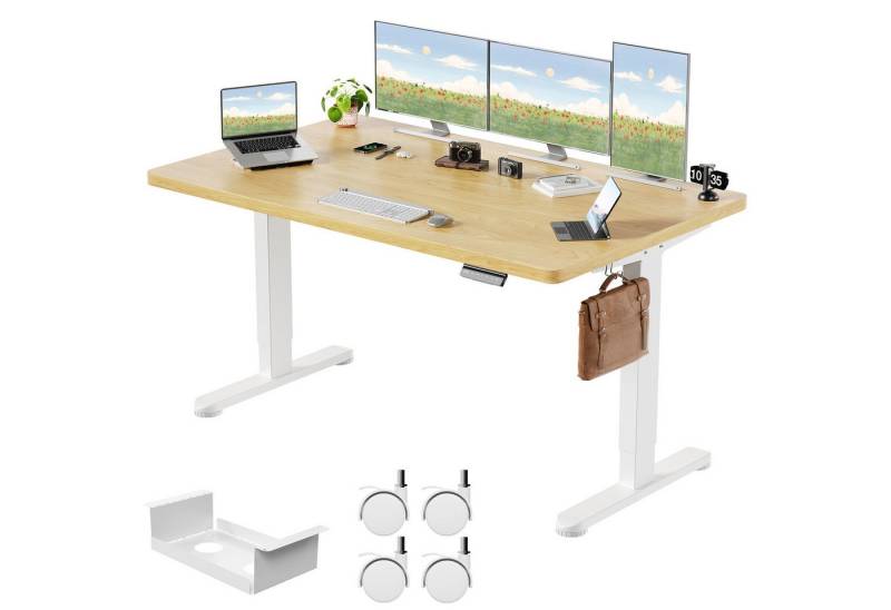 Furnicopia Schreibtisch Höhenverstellbar mit einer 25 mm dicken einteiligen Tischplatte (4-fache Höhenspeicherfunktion, Zweimotorantrieb und Tragfähigkeit über 100 kg Tischplatten-Tiefe ab 70 cm) von Furnicopia