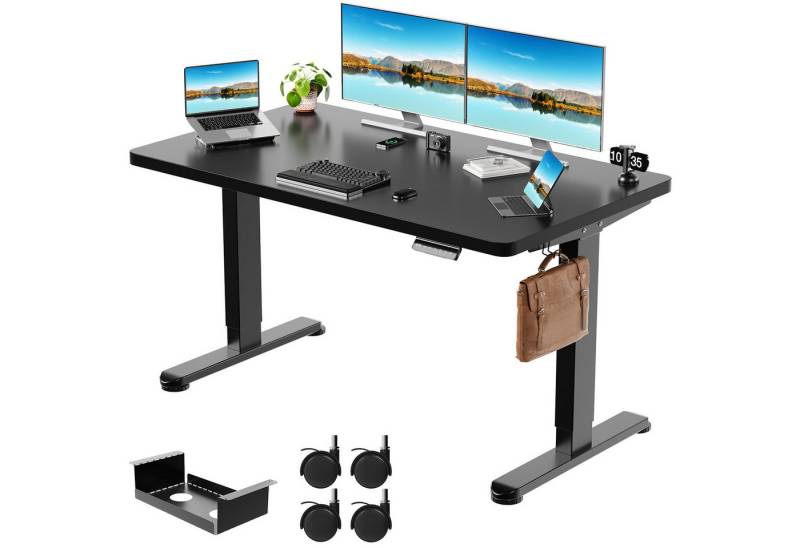 Furnicopia Schreibtisch Höhenverstellbar mit einer 25 mm dicken einteiligen Tischplatte (4-fache Höhenspeicherfunktion, Zweimotorantrieb und Tragfähigkeit über 100 kg Tischplatten-Tiefe ab 70 cm) von Furnicopia