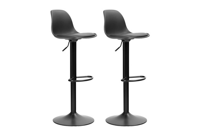 Furnify Barhocker RUNDA Höhenverstellbarer Kunstleder-Barstuhl mit Rückenlehne (2 St), Höhenverstellbar und drehbar von Furnify