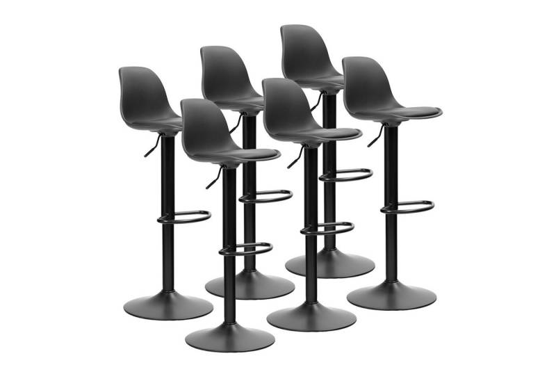 Furnify Barhocker RUNDA Höhenverstellbarer Kunstleder-Barstuhl mit Rückenlehne (6 St), Höhenverstellbar und drehbar von Furnify