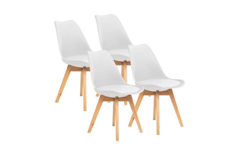 Furnify Esszimmerstuhl Küchenstuhl BJÖRN Skandinavischer Stuhl mit PU-Kissen & Holzbeinen (4 St), mit Rückenlehne von Furnify