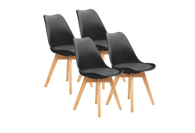 Furnify Esszimmerstuhl Küchenstuhl BJÖRN Skandinavischer Stuhl mit PU-Kissen & Holzbeinen (4 St), mit Rückenlehne von Furnify