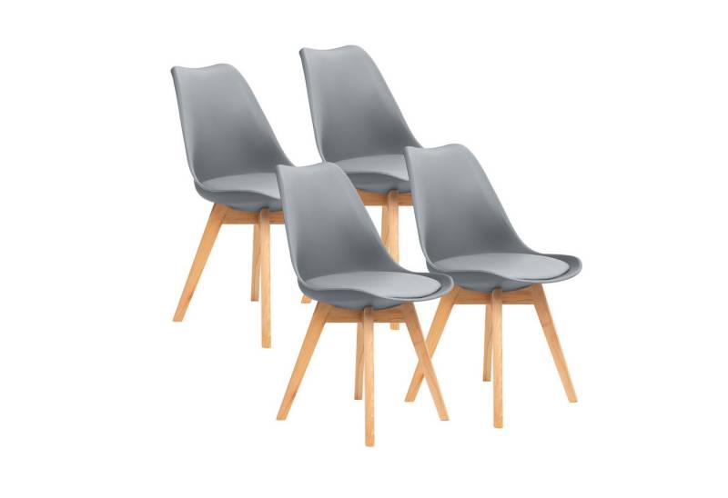 Furnify Esszimmerstuhl Küchenstuhl BJÖRN Skandinavischer Stuhl mit PU-Kissen & Holzbeinen (4 St), mit Rückenlehne von Furnify