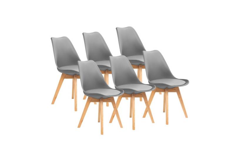 Furnify Esszimmerstuhl Küchenstuhl BJÖRN Skandinavischer Stuhl mit PU-Kissen & Holzbeinen (6 St), mit Rückenlehne von Furnify