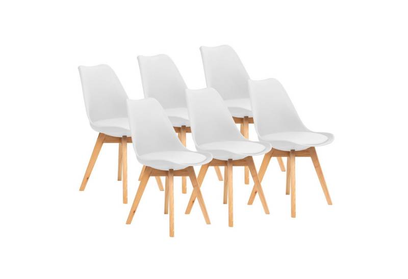 Furnify Esszimmerstuhl Küchenstuhl BJÖRN Skandinavischer Stuhl mit PU-Kissen & Holzbeinen (6 St), mit Rückenlehne von Furnify