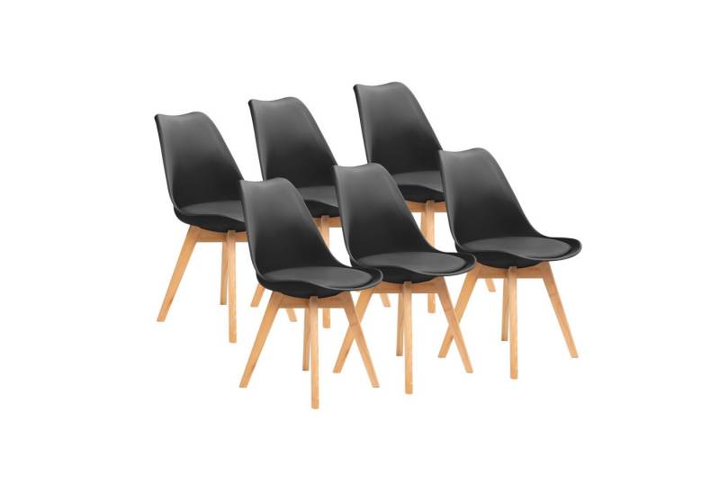 Furnify Esszimmerstuhl Küchenstuhl BJÖRN Skandinavischer Stuhl mit PU-Kissen & Holzbeinen (6 St), mit Rückenlehne von Furnify