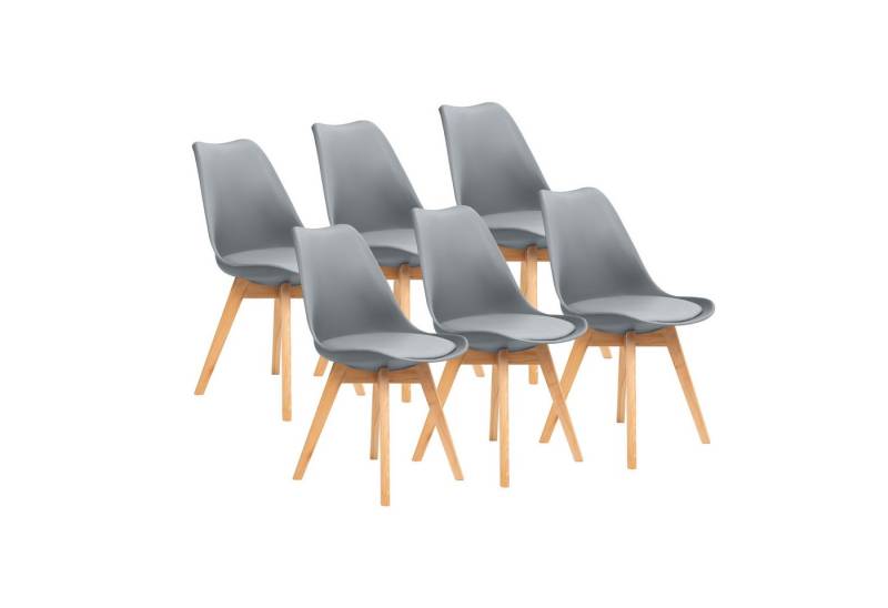 Furnify Esszimmerstuhl Küchenstuhl BJÖRN Skandinavischer Stuhl mit PU-Kissen & Holzbeinen (6 St), mit Rückenlehne von Furnify