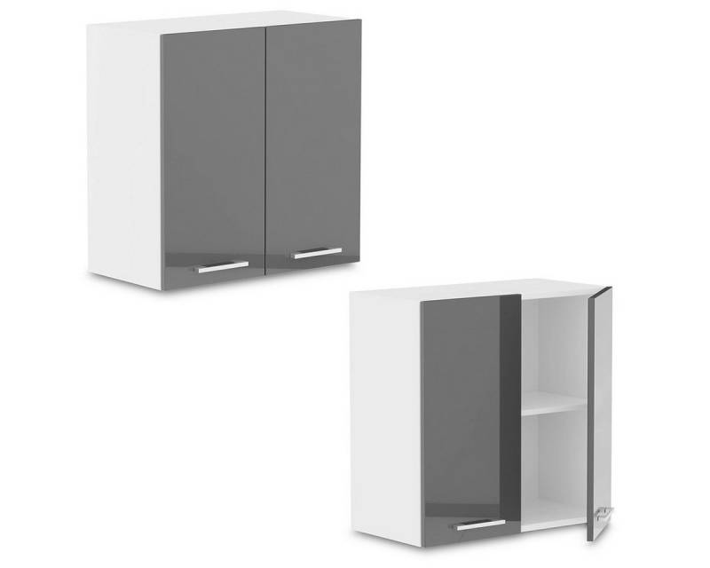 Furnify Hängeschrank 60 cm Küchenschrank mit Hochglänzenden hellgrauen Fronten von Furnify