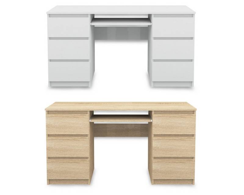 Furnify Schreibtisch Computertisch 6 Schubladen Schreibtisch Büro PC Tisch zwei Farben von Furnify