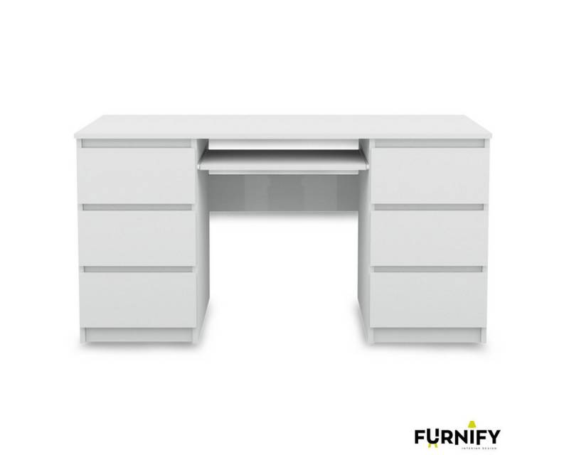 Furnify Schreibtisch Computertisch 6 Schubladen Schreibtisch Büro PC Tisch zwei Farben von Furnify
