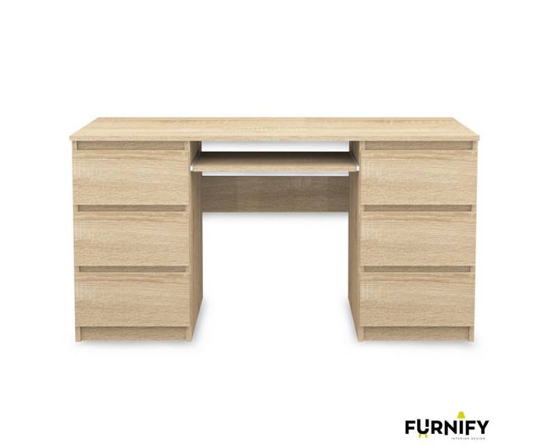 Furnify Schreibtisch Computertisch 6 Schubladen Schreibtisch Büro PC Tisch zwei Farben von Furnify