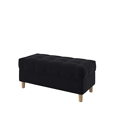 Furninero - Raffinierte gepolsterter Sitzbank Sitzhocker Sitzruhe Betthocker Ottomane, mit Stauraum, Gerundete Beine, 100 cm breit, Majestic Velvet Black Stoff (Licht zu reinigende), Schwarz von Furninero