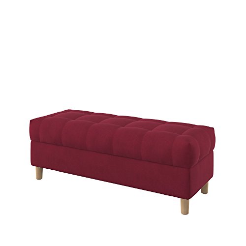 Furninero - Raffinierte gepolsterter Sitzbank Sitzhocker Sitzruhe Betthocker Ottomane, mit Stauraum, Gerundete Beine, 120 cm breit, Majestic Velvet Wine Red Stoff (Licht zu reinigende), Rot von Furninero