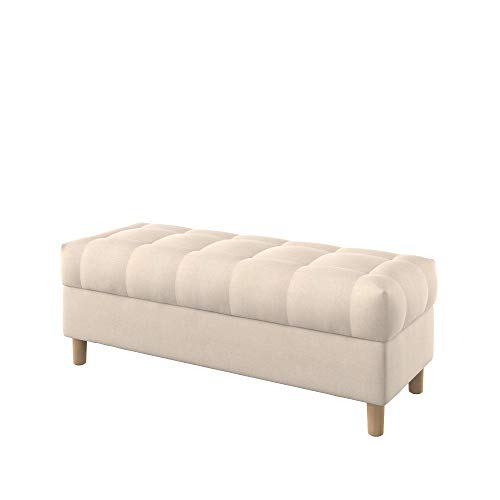 Furninero - Raffinierte gepolsterter Sitzbank Sitzhocker Sitzruhe Betthocker Ottomane, mit Stauraum, Gerundete Beine, 120 cm breit, Softi Beige Stoff (Wasserabweisen), Beige von Furninero