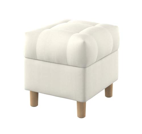 Furninero - Raffinierte gepolsterter Sitzbank Sitzhocker Sitzruhe Betthocker Ottomane, mit Stauraum, Gerundete Beine, 40 cm breit, Majestic Velvet Creme Stoff (Licht zu reinigende), Ecru von Furninero