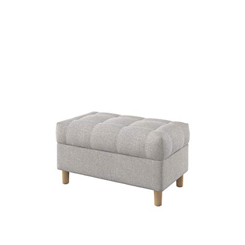 Furninero - Raffinierte gepolsterter Sitzbank Sitzhocker Sitzruhe Betthocker Ottomane, mit Stauraum, Gerundete Beine, 80 cm breit, Naturel Beige Stoff (Licht zu reinigende), Beige von Furninero