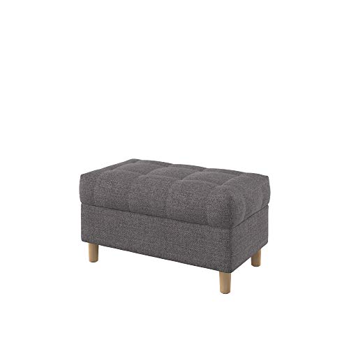 Furninero - Raffinierte gepolsterter Sitzbank Sitzhocker Sitzruhe Betthocker Ottomane, mit Stauraum, Gerundete Beine, 80 cm breit, Naturel Stone Stoff (Licht zu reinigende), Grau von Furninero