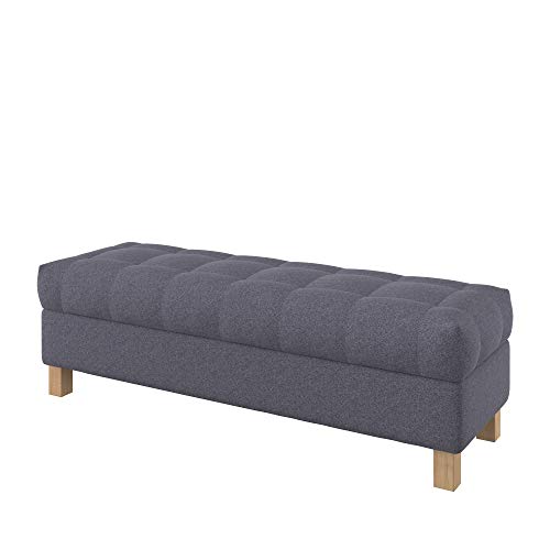 Furninero - Raffinierte gepolsterter Sitzbank Sitzhocker Sitzruhe Betthocker Ottomane, mit Stauraum, Quadratische Beine, 140 cm breit, Nordic Anthracite Stoff (Wasserabweisen), Grau von Furninero
